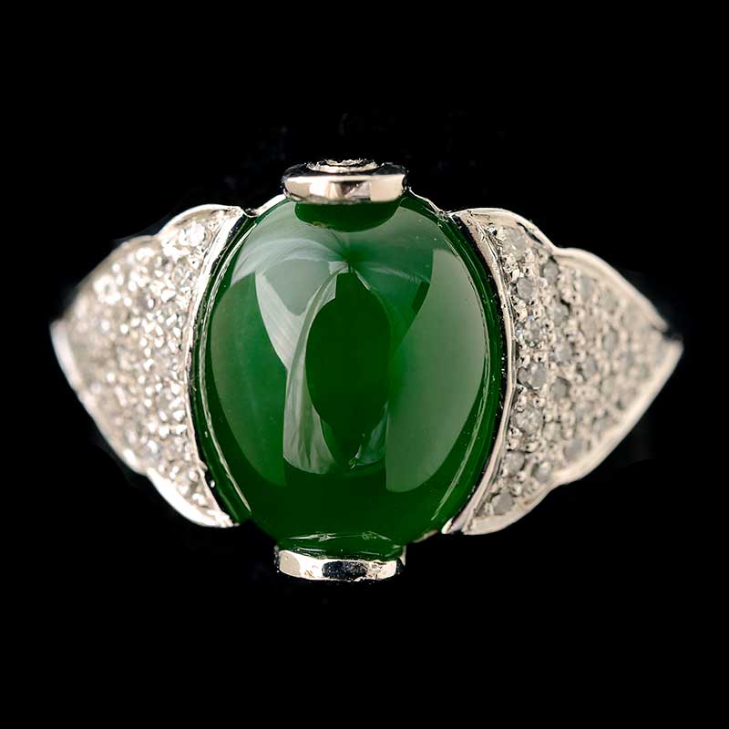 Jade, Diamond, Platinum Ring, Sold for $21,240