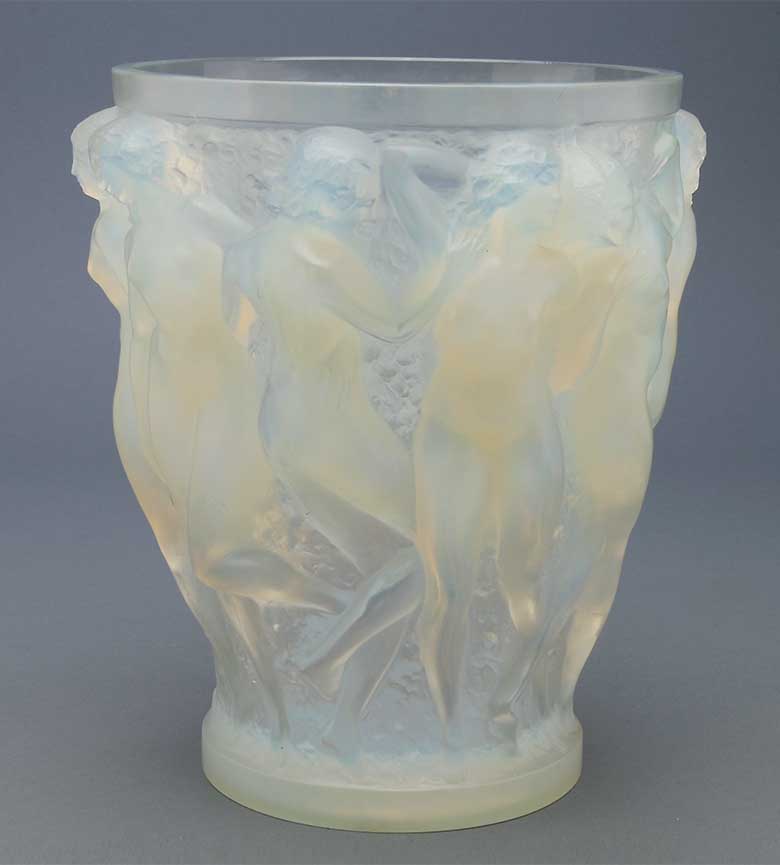 R. Lalique Opalescent Bacchantes Vase, stenciled R. Lalique, France